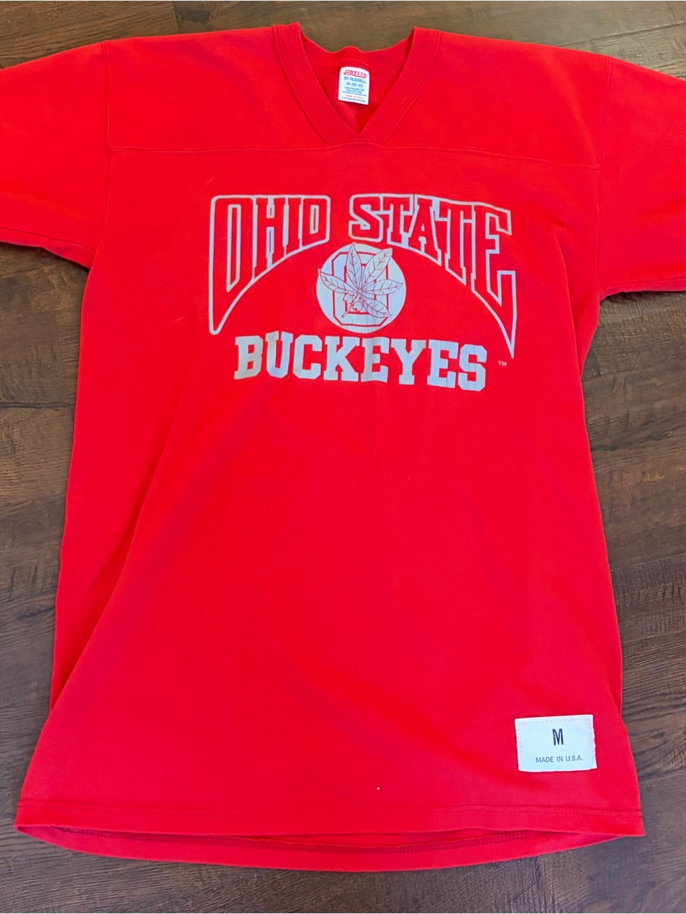Vtg 80s Ohio State Buckeyes Football Jersey T-Shirt Jerzees Russell Medium USA
